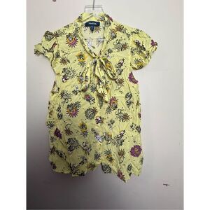 Modcloth Yellow Floral Zodiac Blouse